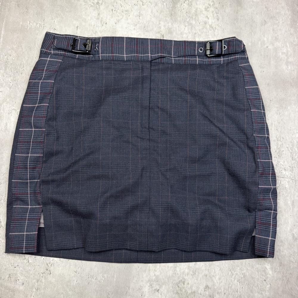 Women's Rag & Bone Navy Plaid Mini Skirt Size 4 Wool Blend Adjustable Waist